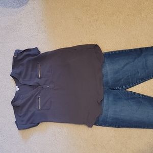 Lily White Dark‎ grey blouse